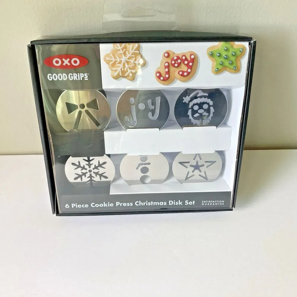 OXO Good Grips 6 Piece Cookie Press Disk Set Christmas Disk Set New In Box